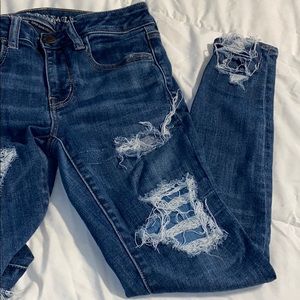 American Eagle distressed dark denim jeans